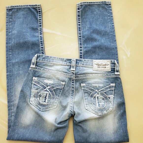Big Star Blue Light Denim Liv Low Rise Women's Y2K Western Jeans Size 27 - Picture 5 of 15